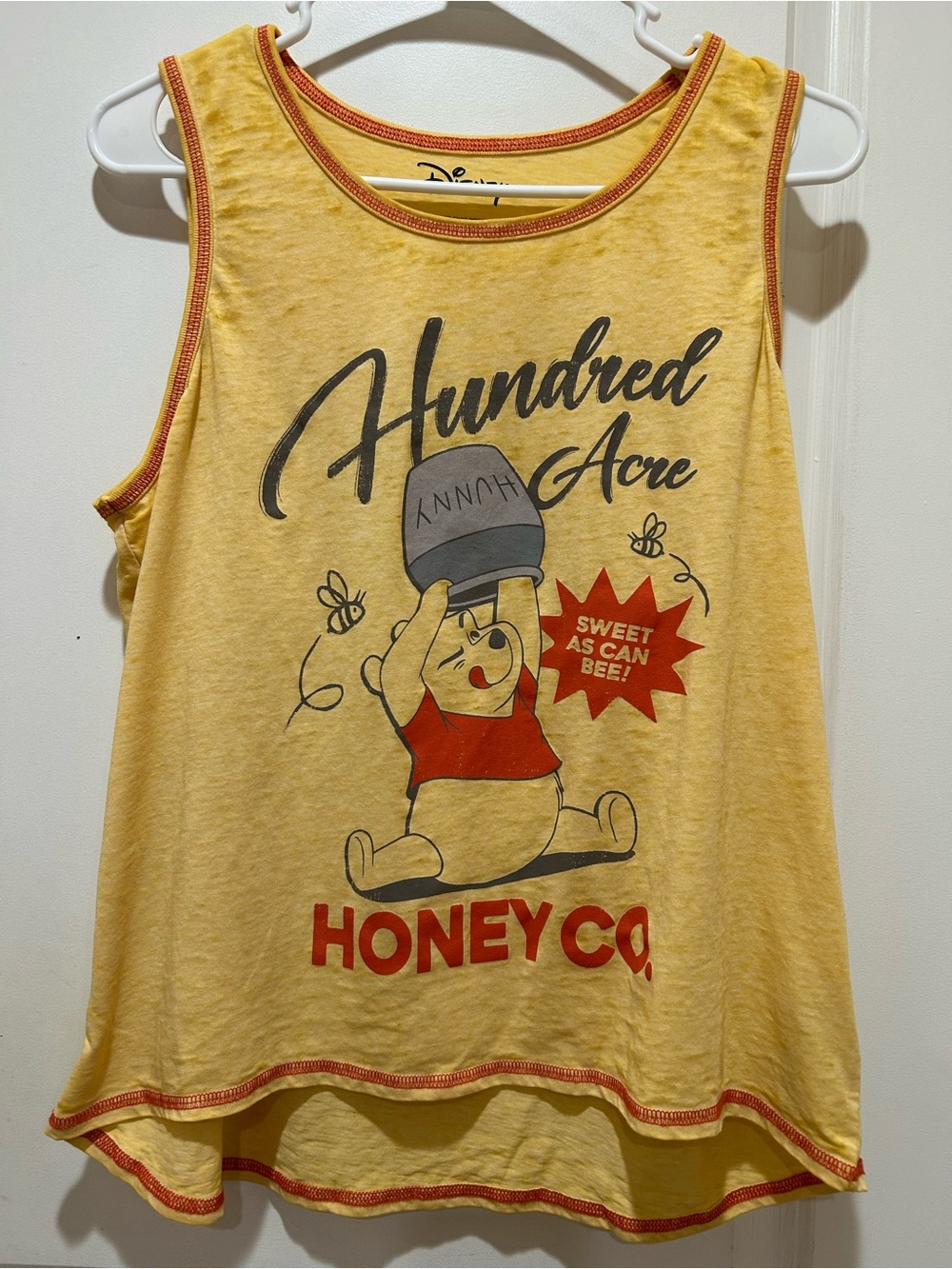 Disney Winnie the Pooh Yellow Tank Top with Red Trim